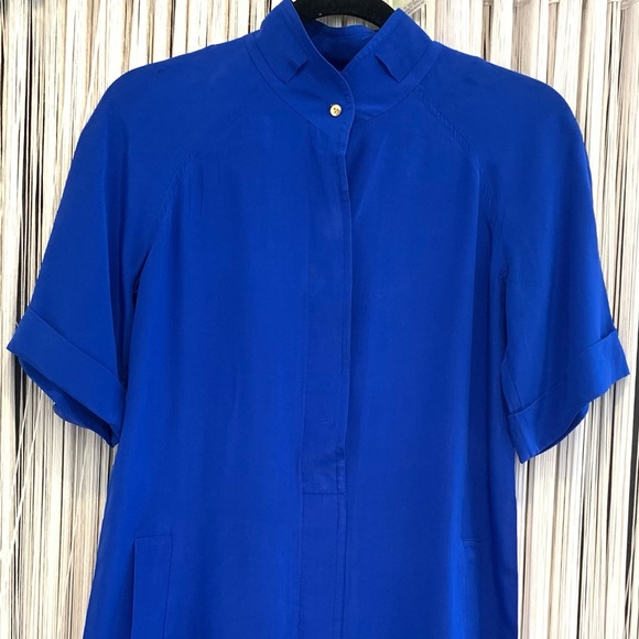 Julie Dillon Silk Blue Tunic Dress W/pockets 0 - Picture 4 of 8